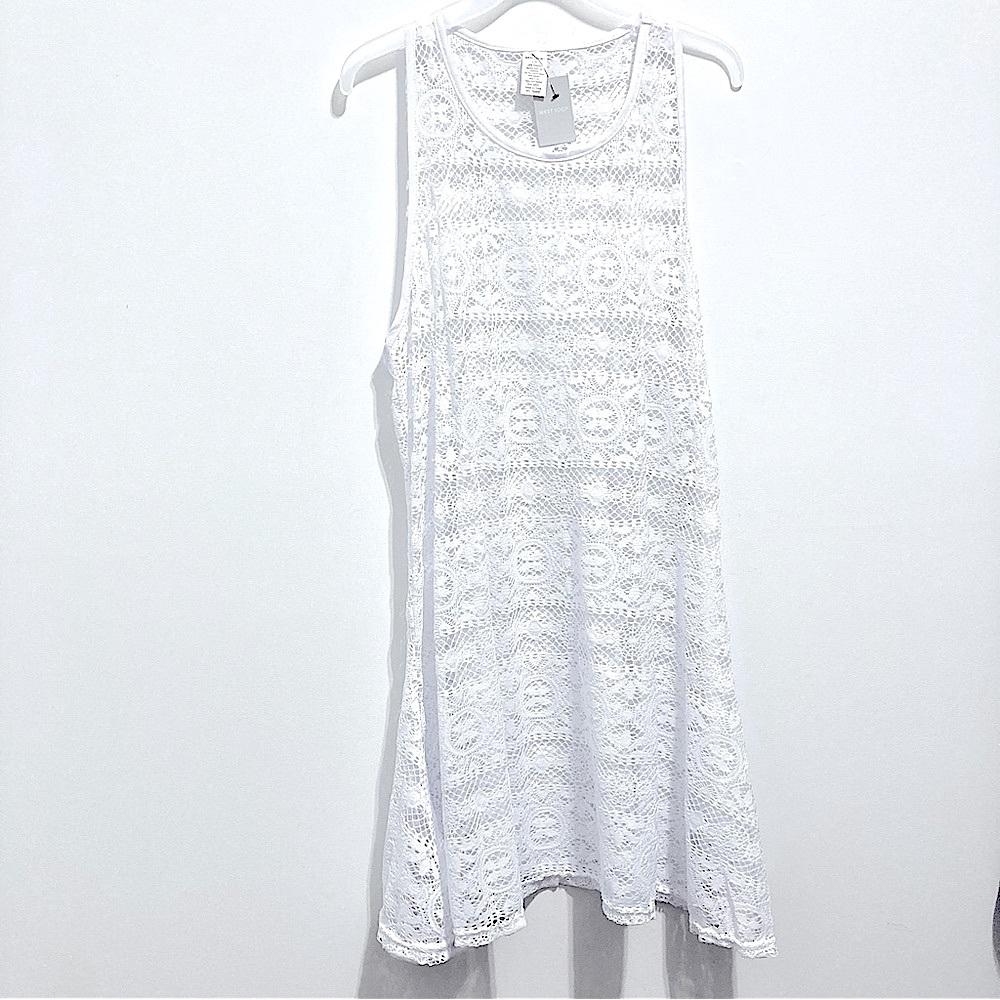 NWT White Lace Crochet Eyelet Summer Beach Pool Dress